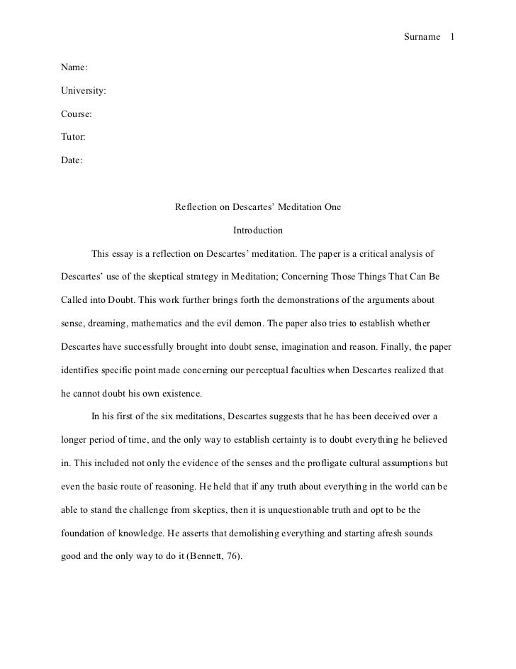 how to begin a reflection paper